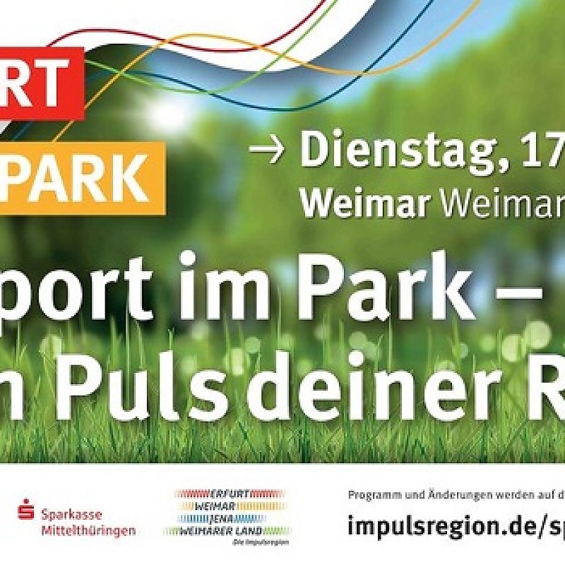 Flyer: "Sport im Park", Weimarhallenpark, Dienstag 17 - 18 Uhr   